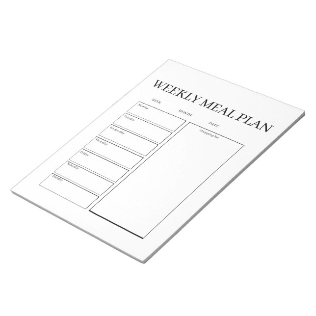 Personalized Meal Planner Shopping List Notepad (Angled)