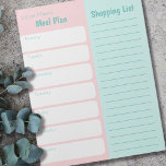 Personalized Meal Planner Shopping List Pink Blue Notepad<br><div class="desc">Pastel Pink and Blue Notepad for your weekly meal planning and shopping lists. That said, the template is set up for you to edit the headings, so please feel free to change Meal Plan and Shopping List to Appointments and To Do List, for example. The notepad is printed on every...</div>