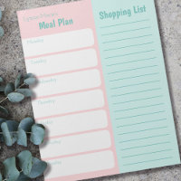 Personalized Meal Planner Shopping List Pink Blue