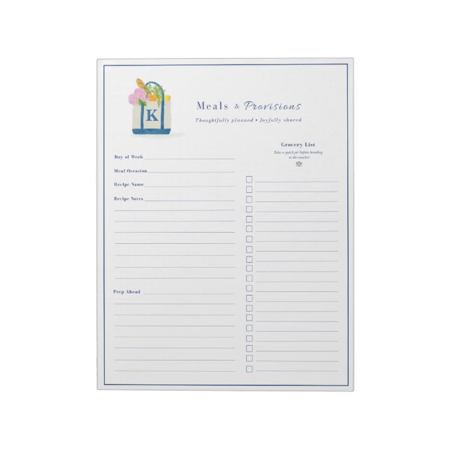 Personalized Meal Planning Notepad (Rotated)