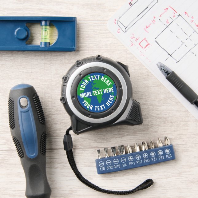 Personalized measuring tape with planet earth logo tape measure (Workshop)