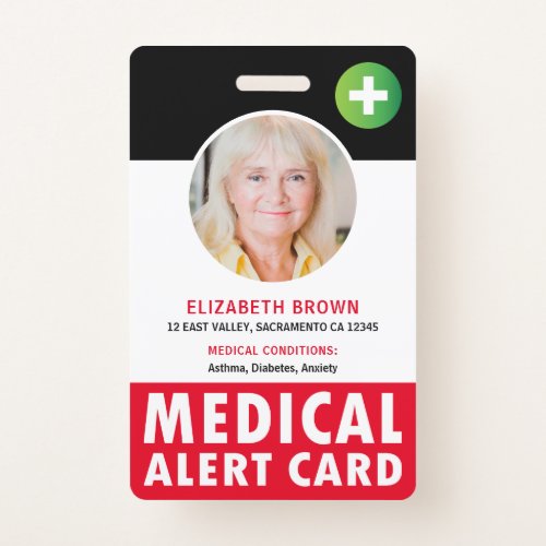 Personalized Medical Alert Card Badge