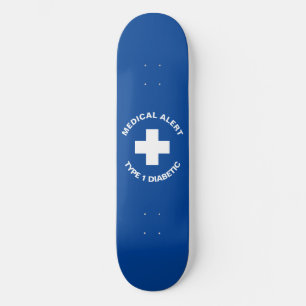 Personalized Medical Alert Diabetic Gift Blue  Skateboard