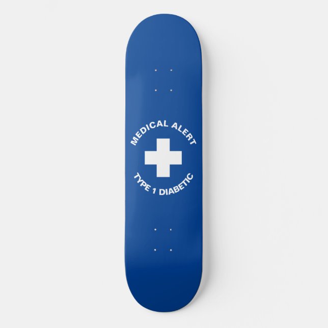 Personalized Medical Alert Diabetic Gift Blue  Skateboard (Front)