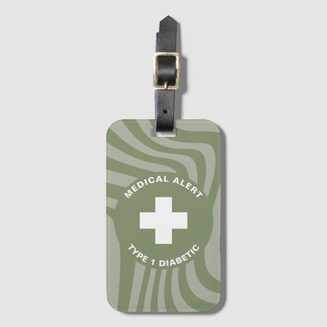 Personalized Medical Alert Diabetic Gift Diabetes Luggage Tag (Front Vertical)