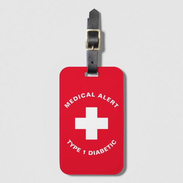 Personalized Medical Alert Diabetic Gift Diabetes Luggage Tag (Front Vertical)