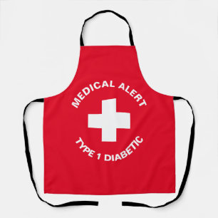 Personalized Medical Alert Diabetic Red Apron