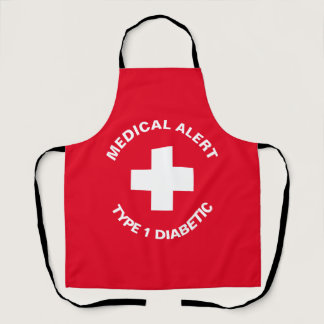 Personalized Medical Alert  Diabetic Red  Apron