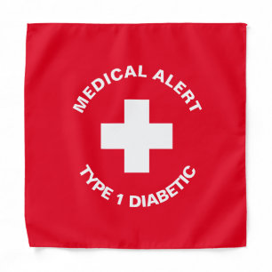 Personalized Medical Alert Diabetic Red Bandana