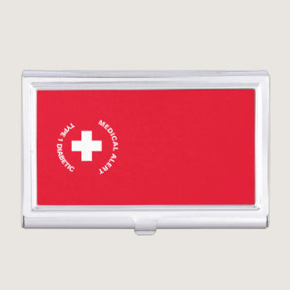 Personalized Medical Alert  Diabetic Red  Business Card Case