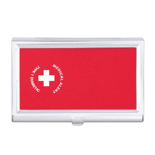 Personalized Medical Alert  Diabetic Red  Business Card Case