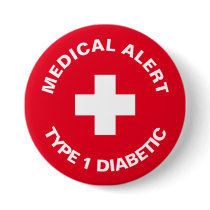 Personalized Medical Alert  Diabetic Red  Button
