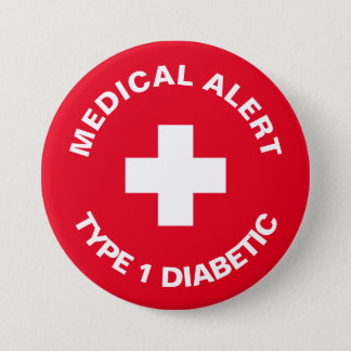 Personalized Medical Alert  Diabetic Red  Button