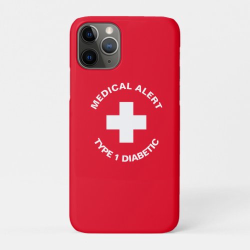 Personalized Medical Alert  Diabetic Red  iPhone 11 Pro Case