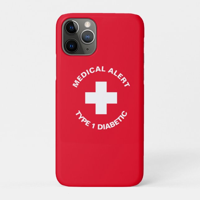 Personalized Medical Alert  Diabetic Red  Case-Mate iPhone Case (Back)
