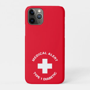 Personalized Medical Alert Diabetic Red iPhone 11 Pro Case