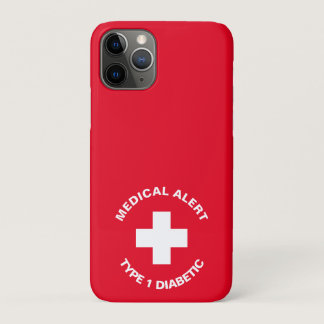 Personalized Medical Alert  Diabetic Red  iPhone 11 Pro Case