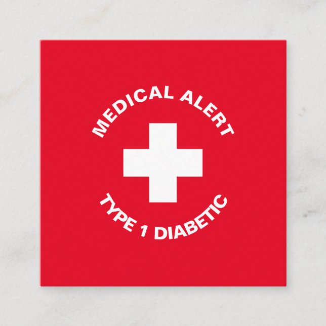 Personalized Medical Alert  Diabetic Red  Enclosure Card (Front)