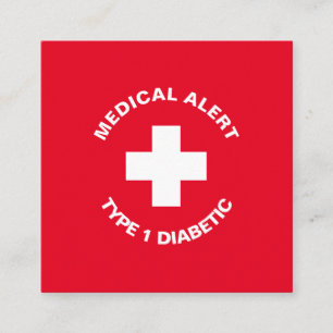 Personalized Medical Alert  Diabetic Red  Enclosure Card