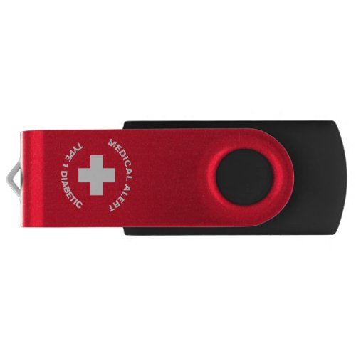 Personalized Medical Alert  Diabetic Red  Flash Drive