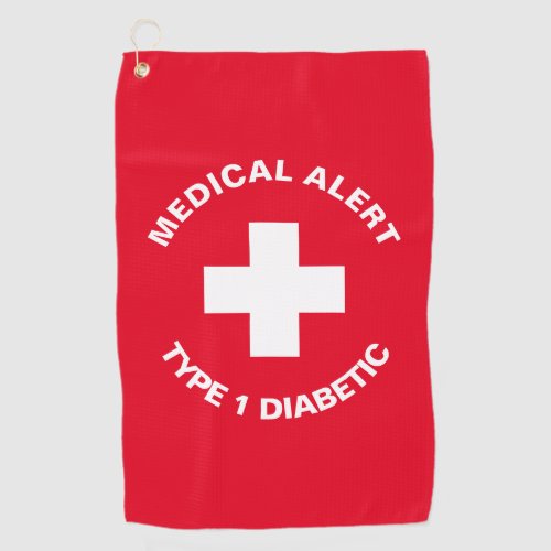 Personalized Medical Alert  Diabetic Red  Golf Towel