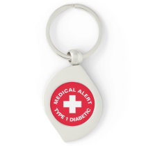 Personalized Medical Alert  Diabetic Red  Keychain