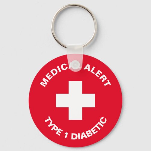 Personalized Medical Alert  Diabetic Red  Keychain