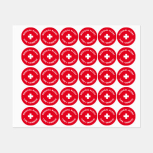 Personalized Medical Alert Diabetic Red Labels