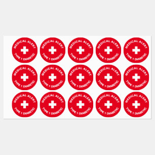 Personalized Medical Alert Diabetic Red Labels