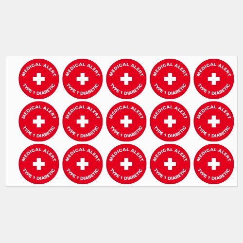 Personalized Medical Alert  Diabetic Red  Labels