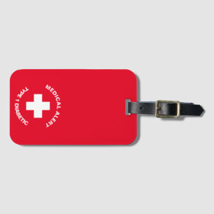 Personalized Medical Alert Diabetic Red Luggage Tag