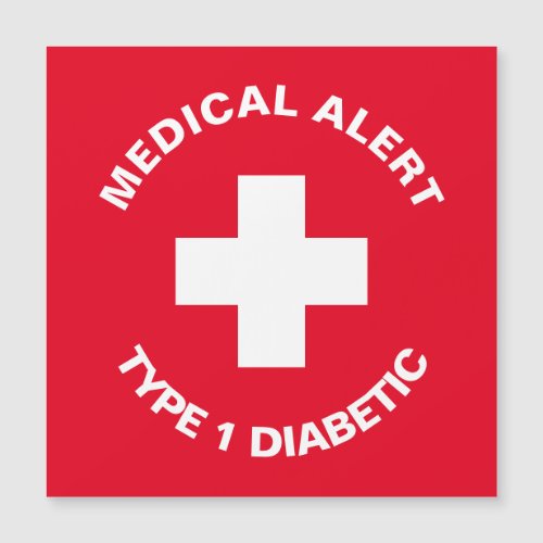 Personalized Medical Alert  Diabetic Red  Magnetic Invitation