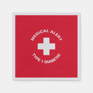 Personalized Medical Alert Diabetic Red Napkins