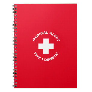 Personalized Medical Alert Diabetic Red Notebook