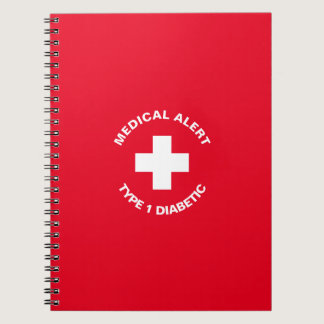 Personalized Medical Alert  Diabetic Red  Notebook