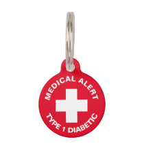 Personalized Medical Alert  Diabetic Red Pet ID Tag