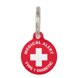Personalized Medical Alert  Diabetic Red Pet ID Tag
