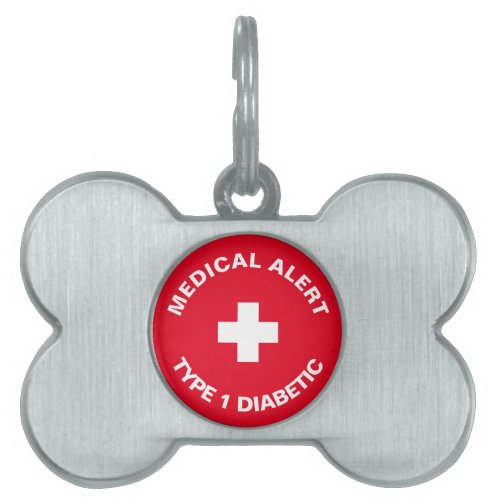 Personalized Medical Alert  Diabetic Red  Pet ID Tag