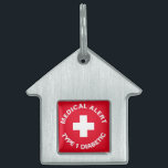 Personalized Medical Alert  Diabetic Red Pet Tag<br><div class="desc">Click "Customise it"  to personalise text and/or change background colour.
great to use for a medic,  a health professional or a diabetic on their luggage</div>