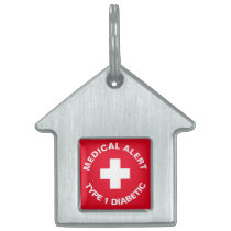 Personalized Medical Alert  Diabetic Red Pet Tag