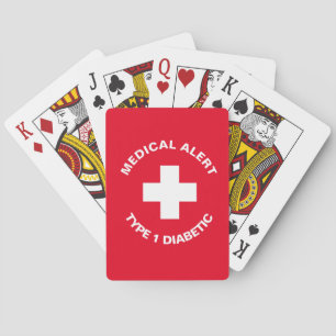 Personalized Medical Alert Diabetic Red Poker Cards