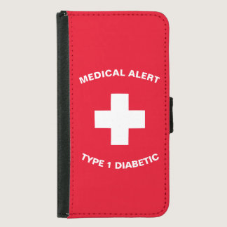 Personalized Medical Alert  Diabetic Red Samsung Galaxy S5 Wallet Case