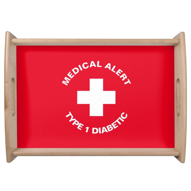 Personalized Medical Alert  Diabetic Red  Serving Tray (Front)