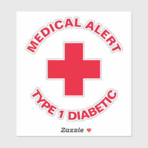 Personalized Medical Alert Diabetic Red Sticker