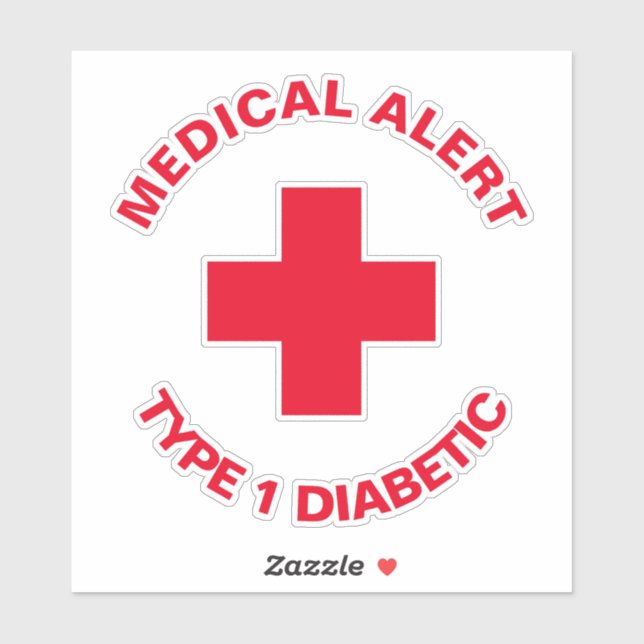Personalized Medical Alert  Diabetic Red  Sticker (Sheet)