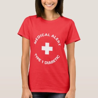 Personalized Medical Alert  Diabetic Red  T-Shirt