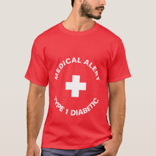 Personalized Medical Alert  Diabetic Red  T-Shirt