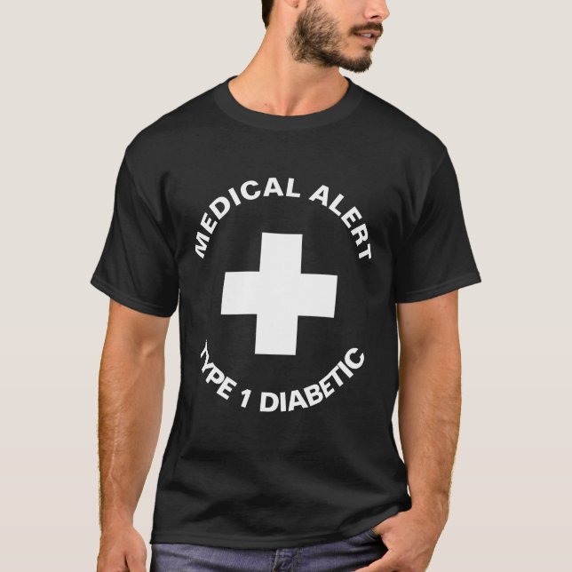 Personalized Medical Alert  Diabetic Red  T-Shirt (Front)