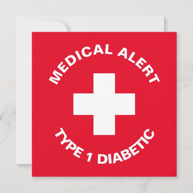 Personalized Medical Alert  Diabetic Red  Thank You Card (Front)