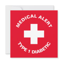 Personalized Medical Alert  Diabetic Red  Thank You Card